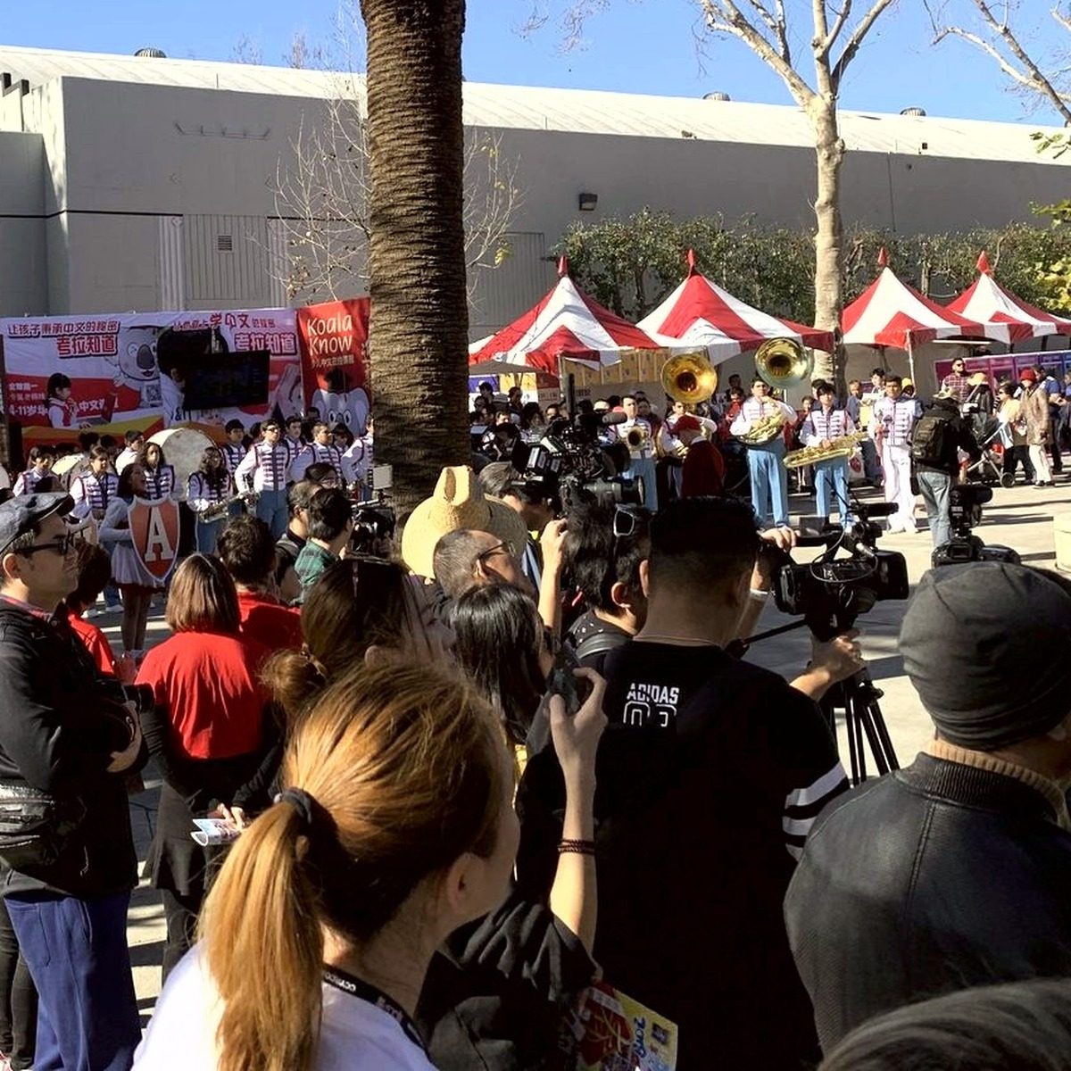Row of outdoor vendor tents